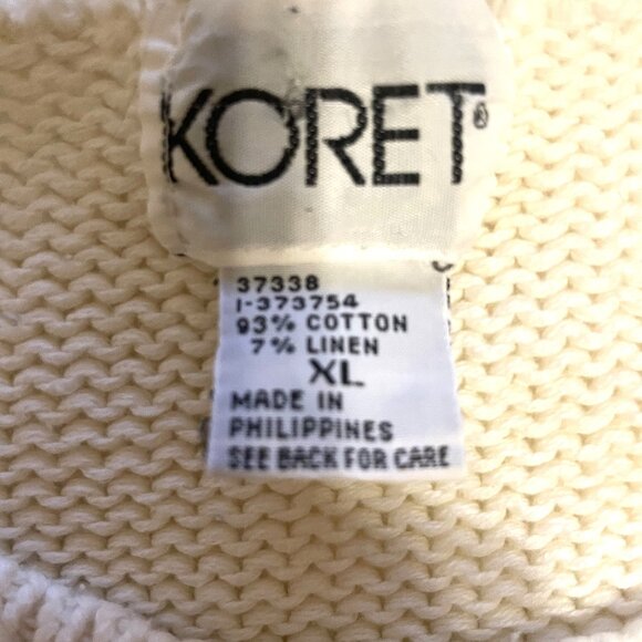 CORET White & Cream Short sleeve Sweater with Appique' Pattern, Sz XL (NOWT) - Picture 2 of 6